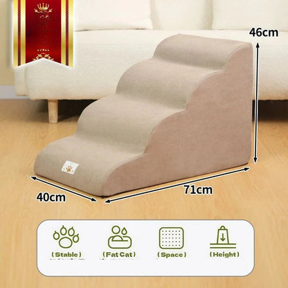 Pet Stairs 2/4 Step – Memory Foam Ramp for Senior Dogs Accessories TailTastic Store khaki-4 