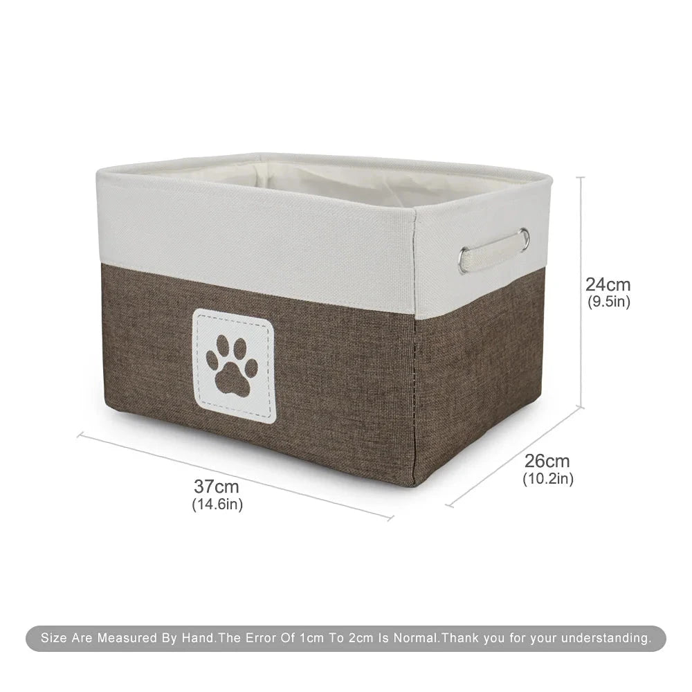 Storage basket with dimensions labeled on a white background