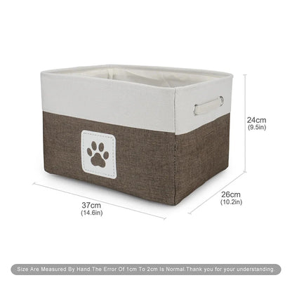 Storage basket with dimensions labeled on a white background