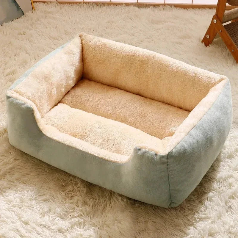 Plush Cat Bed - Soft Breathable Cushion Basket for Cats & Small Dogs Beds TailTastic Store Green M 50x40cm 