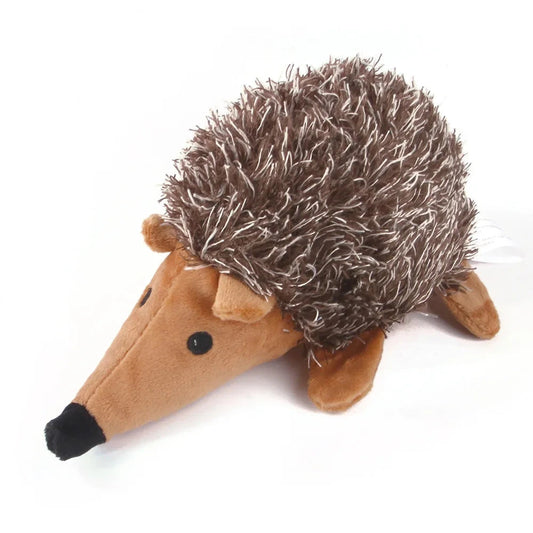 Plush Hedgehog Sound Toy - Interactive Chew & Teeth‑Cleaning Toy for Dogs & Cats Dog toys TailTastic Store Brown 