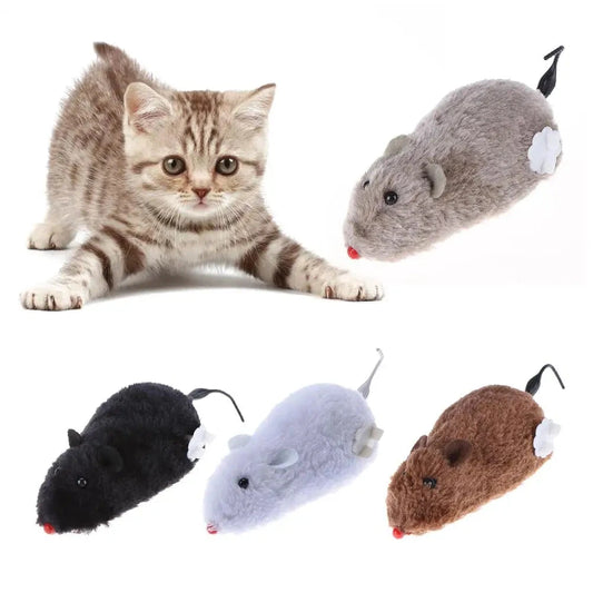 Spring‑Powered Plush Mouse – Interactive Mechanical Toy for Cats TailTastic Store 