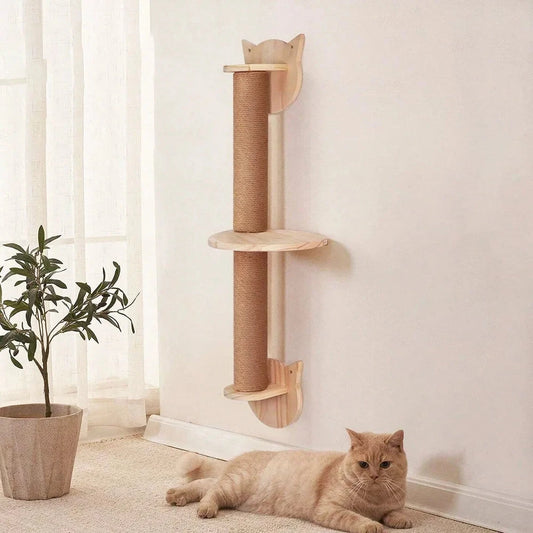 Wall Mounted Cat Tree Wooden Climbing Platform with Jute Scratching Post Cat Toys TailTastic Store 