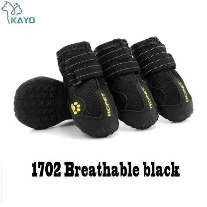 Waterproof Dog Boots – Anti-Slip Rain & Snow Shoes with Reflective Stripes (4pcs) Accessories TailTastic Store 02 Breathable black 8 
