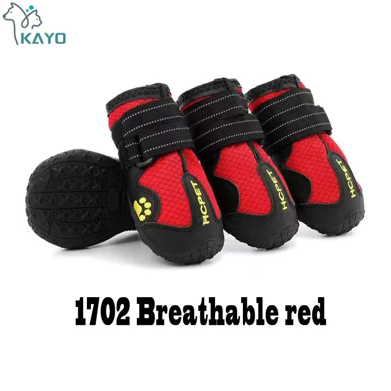 Waterproof Dog Boots – Anti-Slip Rain & Snow Shoes with Reflective Stripes (4pcs) Accessories TailTastic Store 02 Breathable red 8 