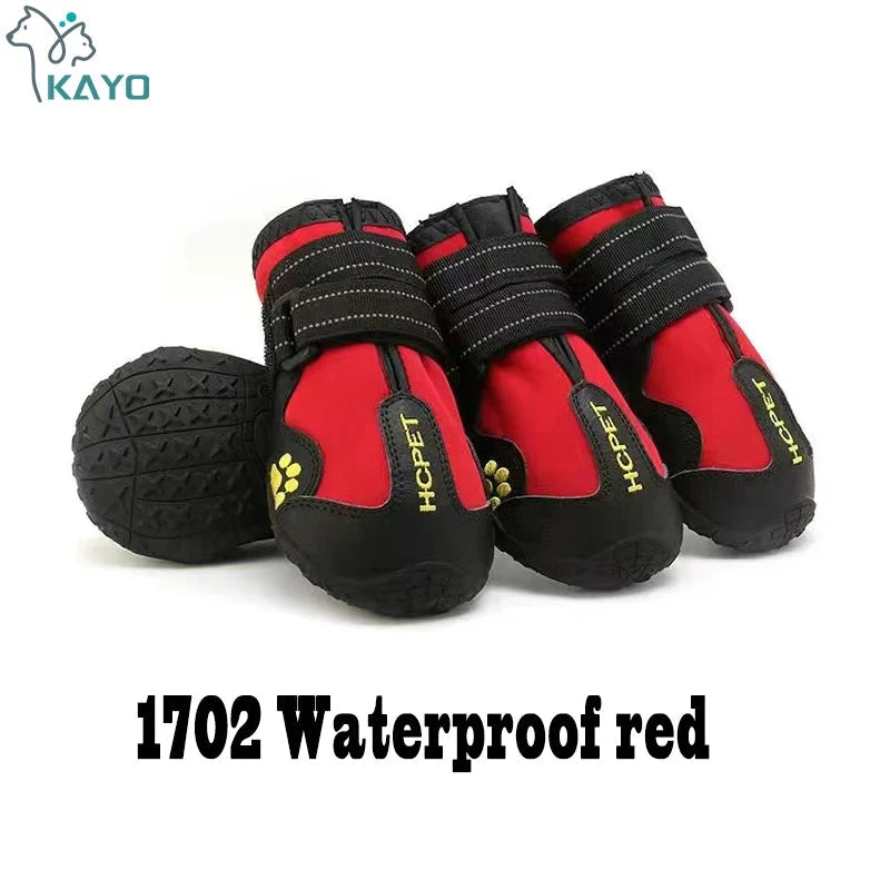 Waterproof Dog Boots – Anti-Slip Rain & Snow Shoes with Reflective Stripes (4pcs) Accessories TailTastic Store 02 Waterproof red 8 