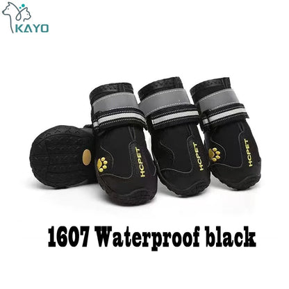 Waterproof Dog Boots – Anti-Slip Rain & Snow Shoes with Reflective Stripes (4pcs) Accessories TailTastic Store 07 Waterproof black 8 