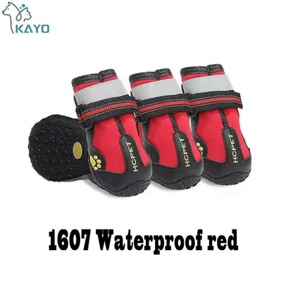 Waterproof Dog Boots – Anti-Slip Rain & Snow Shoes with Reflective Stripes (4pcs) Accessories TailTastic Store 07 Waterproof red 8 