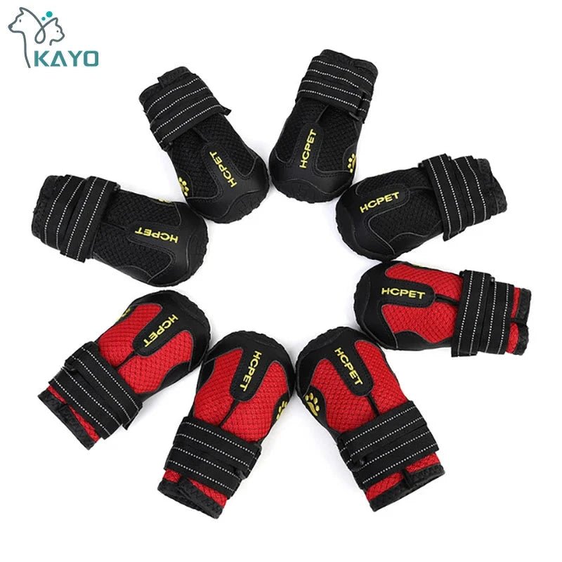 Waterproof Dog Boots – Anti-Slip Rain & Snow Shoes with Reflective Stripes (4pcs) Accessories TailTastic Store 