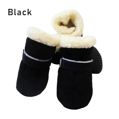 Winter Dog Boot Socks – Warm Wool Shoes with Anti-Slip Soles for Small Dogs (4pcs) Accessories TailTastic Store black L 