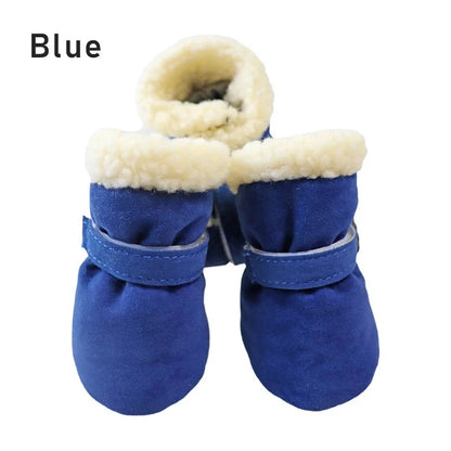 Winter Dog Boot Socks – Warm Wool Shoes with Anti-Slip Soles for Small Dogs (4pcs) Accessories TailTastic Store Blue L 