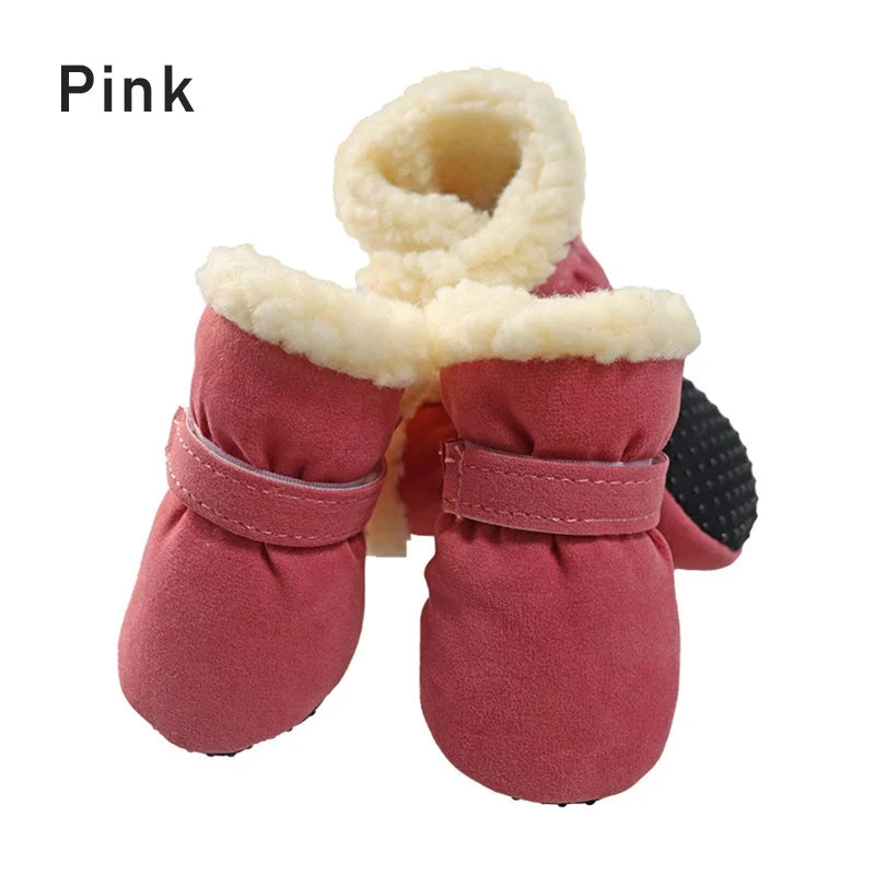 Winter Dog Boot Socks – Warm Wool Shoes with Anti-Slip Soles for Small Dogs (4pcs) Accessories TailTastic Store Pink S 
