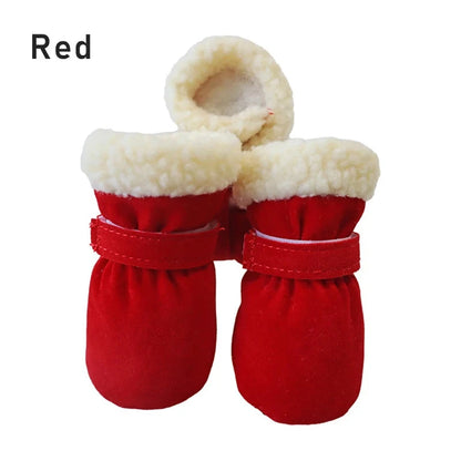 Winter Dog Boot Socks – Warm Wool Shoes with Anti-Slip Soles for Small Dogs (4pcs) Accessories TailTastic Store Red S 